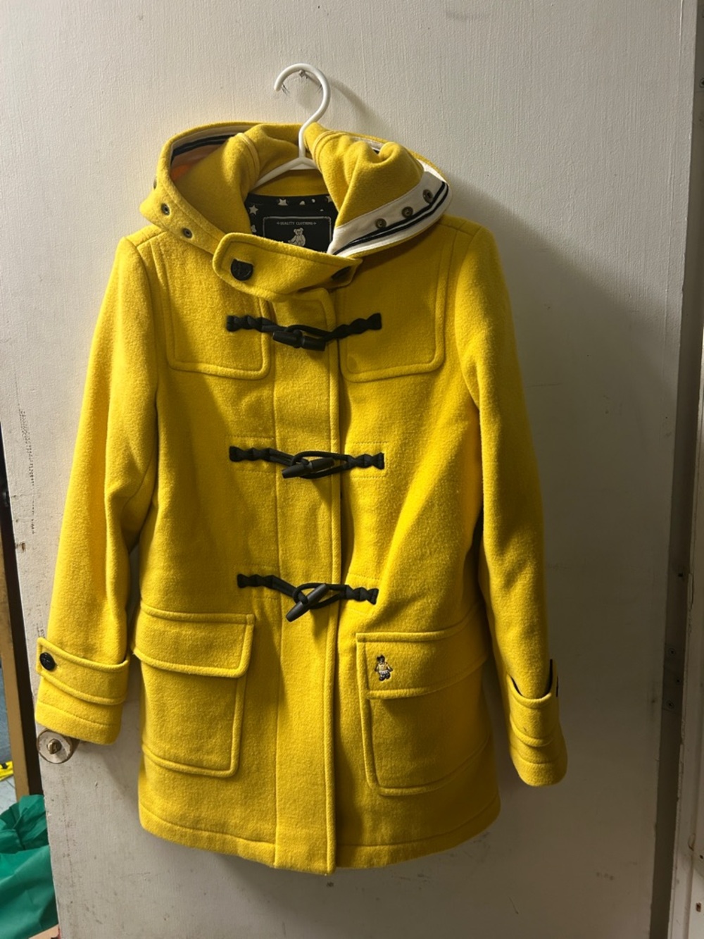 Teenie Weenie Bright Yellow Toggle Pea Coat with Hood